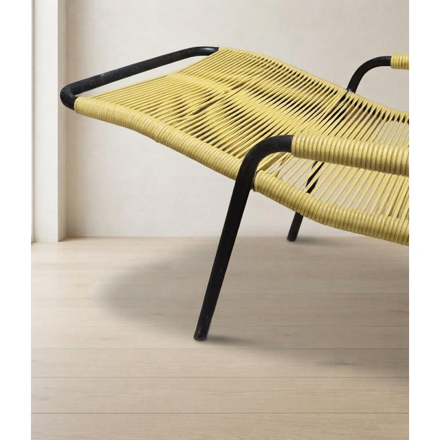 Vintage Yellow Cord Lounge Chair in Tubular Metal, 1970s For Sale - Image 9 of 13