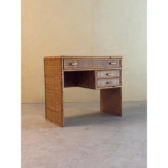 Mid-Century Modern Bamboo and Rattan Desk, 1970s For Sale - Image 4 of 13