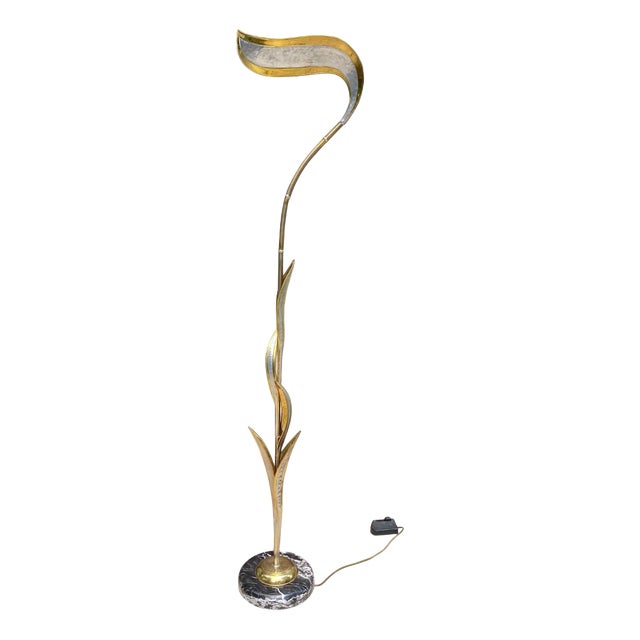 Brass & Marble Floor Lamp by Isabelle & Richard Faure, France, 1970s For Sale