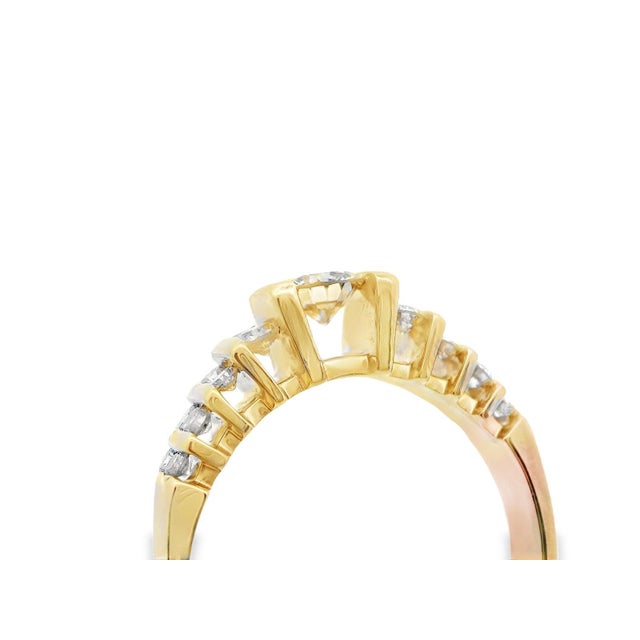 White 1990s 14k Yellow Gold Diamond Engagement Band, Size 10.75 For Sale - Image 8 of 9