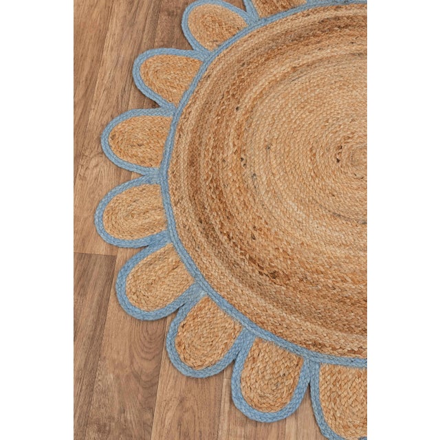Not Yet Made - Made To Order Blue Round Jute Scallop Rug - 10'x10' For Sale - Image 5 of 8