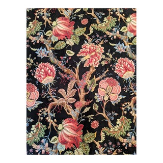 Vintage Black French Indienne Floral Upholstery Fabric 3 Yds For Sale