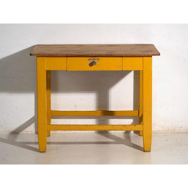 1920s Vintage Painted Kitchen Table in Pine Wood, Central Europe, 1920 For Sale - Image 5 of 11