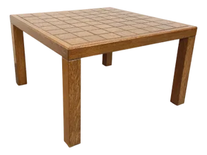 Vintage Square Coffee Table in Oak and Ceramic, 1960s