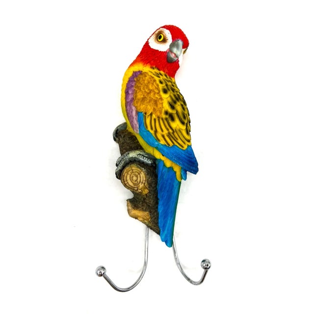 1990s 1990s Tropical Parrot Resin Wall Hooks – Set of 3 – Whimsical / Maximalist For Sale - Image 5 of 12