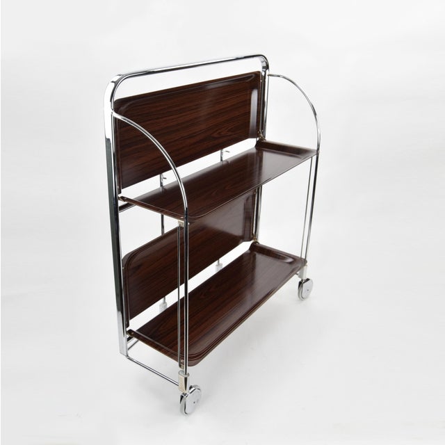 Mid-Century Dinette Foldable Serving Trolley from Bremshey Solingen, 1950s, in Very Good conditions. Designed 1950 to 1959...