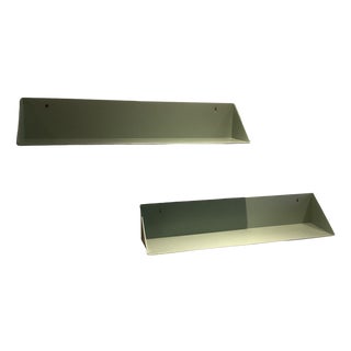 Vintage Industrial Shelves in Olive Green Metal, 1980s, Set of 2 For Sale