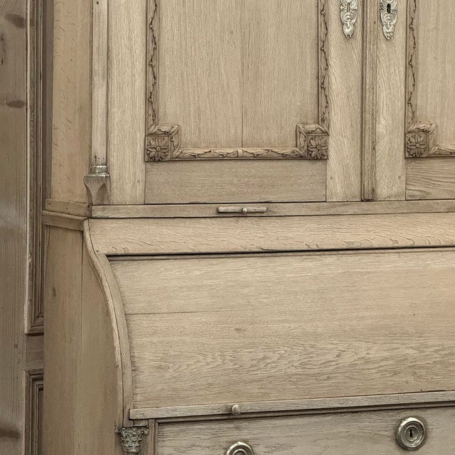 Sand 18th Century Dutch Neoclassical Stripped Oak Secretary ~ Bookcase For Sale - Image 8 of 18