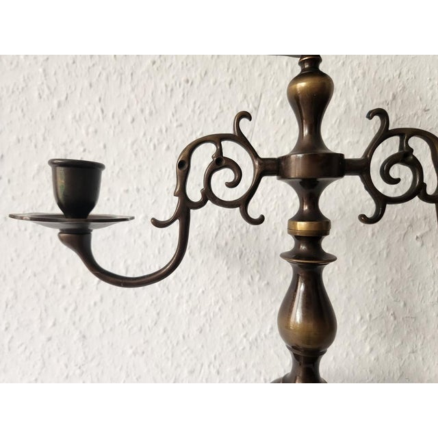 Antique Three-Armed Candlestick in Bronze, 1960s For Sale - Image 13 of 18