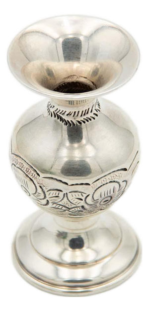 Silver Vase with Raised Flower Details