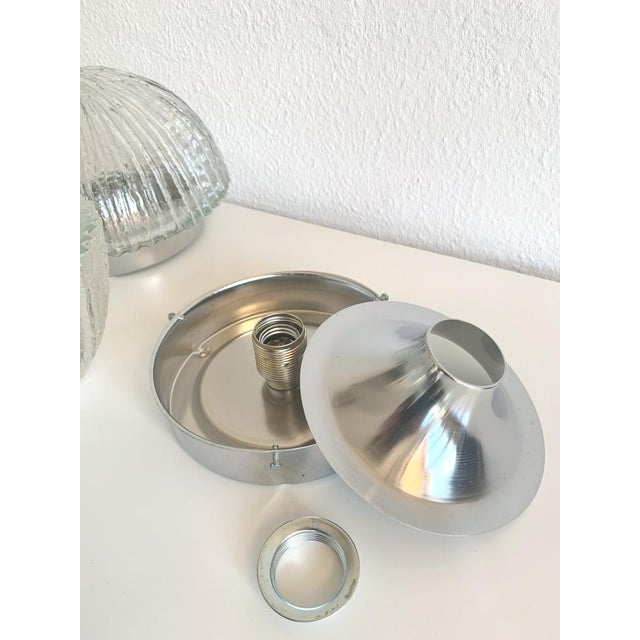 Glass Vintage Ice Glass Flush Mount with Textured Line Pattern For Sale - Image 7 of 10