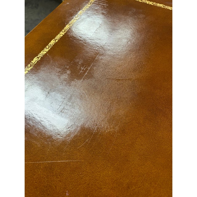 Mid 20th Century Van Sciver Tooled Leather Game Table For Sale - Image 5 of 7