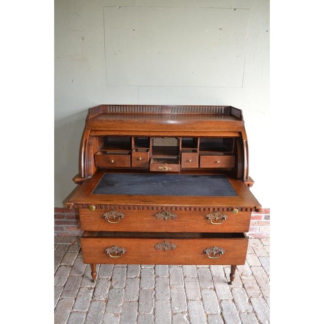 Antique Oak Cylinder Desk For Sale - Image 3 of 11