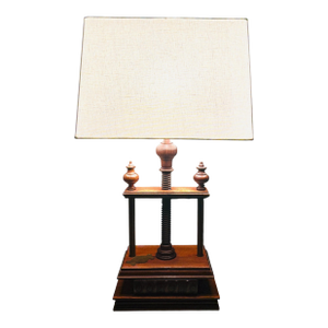 Vintage Norman Perry Book Press Lamp – Rewired With New Linen Shade