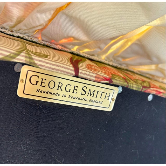 Gold Authentic George Smith English Roll Arm Club Chair & Ottoman – Handmade in England For Sale - Image 8 of 12