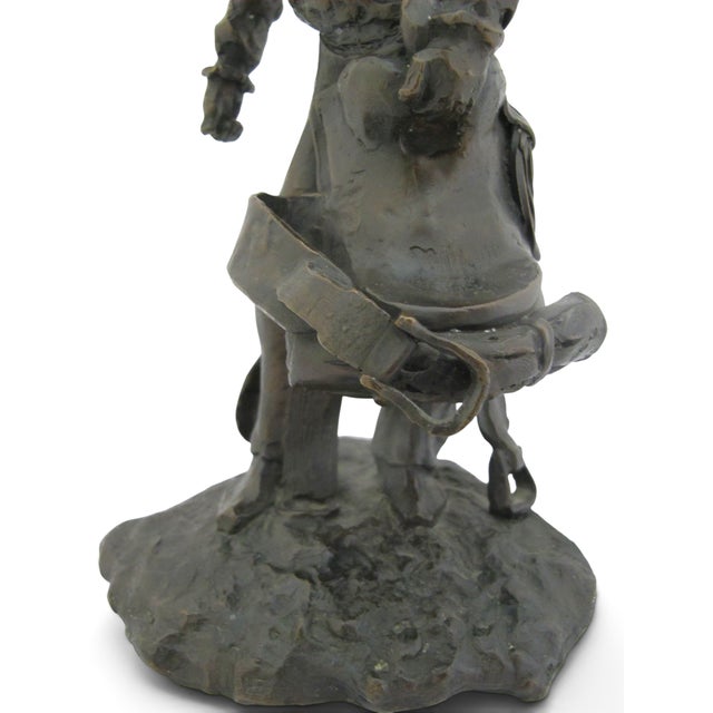 Colorado Cowboy With Saddle James Turner Sr. Western Art Bronze Statue For Sale - Image 9 of 12