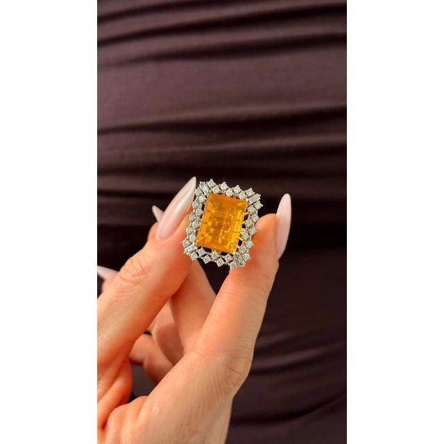 Yellow Diamond Opal Ring, Necklace 18k Gold 11 TCW Certified For Sale - Image 8 of 18