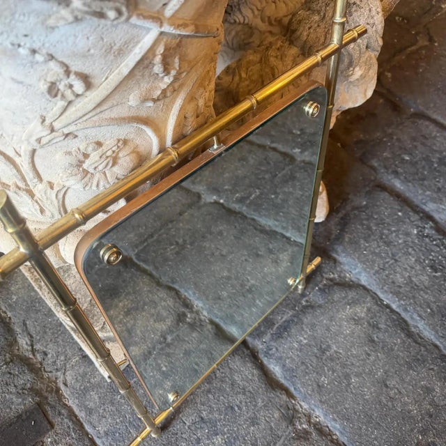 1960s Mid-Century Modern Bamboo-Shaped Brass Italian Wall Mirror For Sale - Image 12 of 15