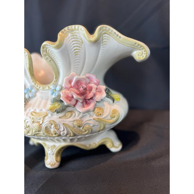 Ceramic Vintage Large Capodimonte Hand Painted Flower Vase For Sale - Image 7 of 12