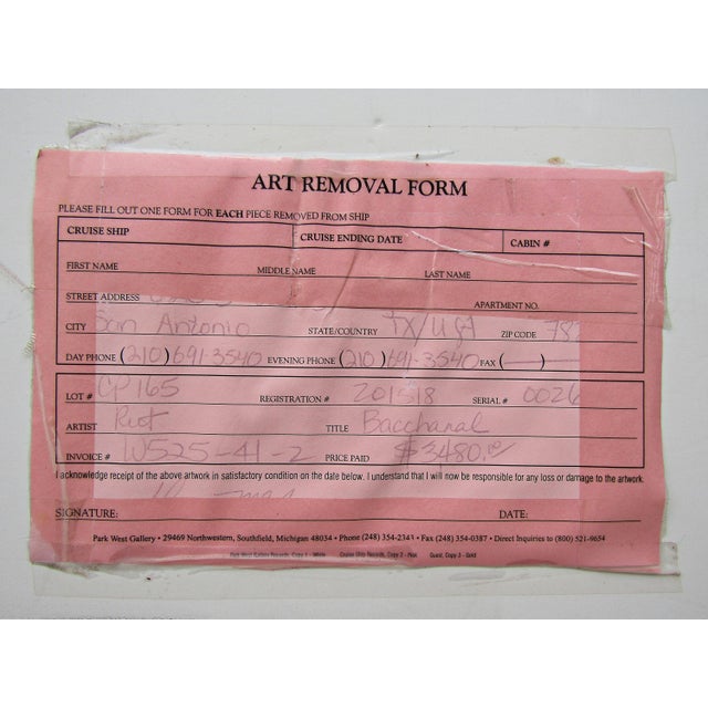 1990s Framed Tomasz Rut “Bacchanal” Signed Limited Edition Giclee, 16/150 For Sale - Image 13 of 13