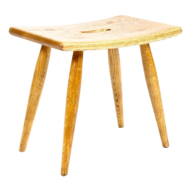 Danish Modern Mid Century Vintage White Oak Milking Stool — British Oak For Sale