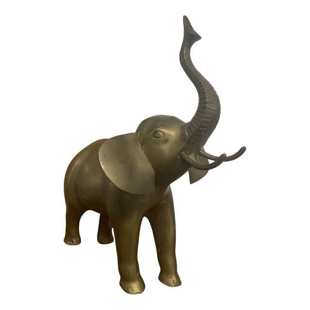 Vintage Mid 20th Century Brass Elephant Sculpture For Sale