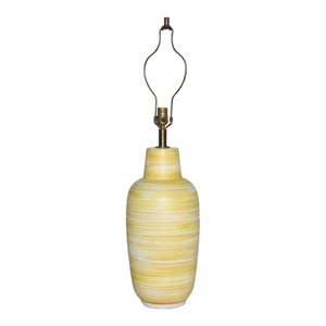 Design-Technics Lemon & White Banded Ceramic Table Lamp, 1950's Unmarked