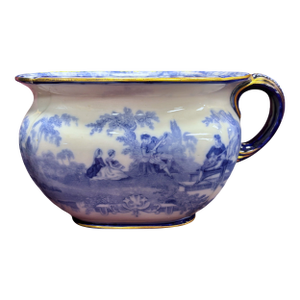 Royal Doulton Blue & White Transferware Chamber Pot in Pattern Watteau