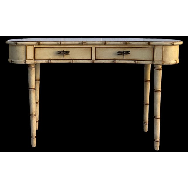 Regency Style Faux Bamboo Writing Deak / Console Table by Chelsea House ...