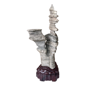 19th Century Chinese Scholar Stone Wuling Rock on Stand