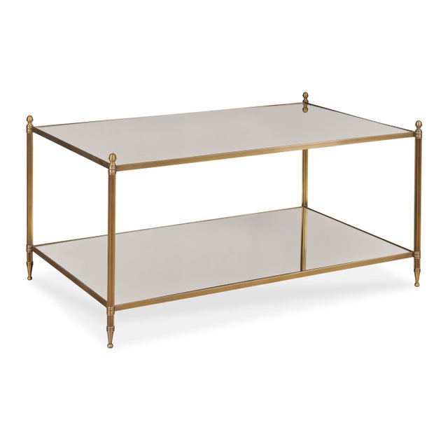 Century Furniture Odesa Brass & Mirrored Top Cocktail Table For Sale - Image 4 of 4