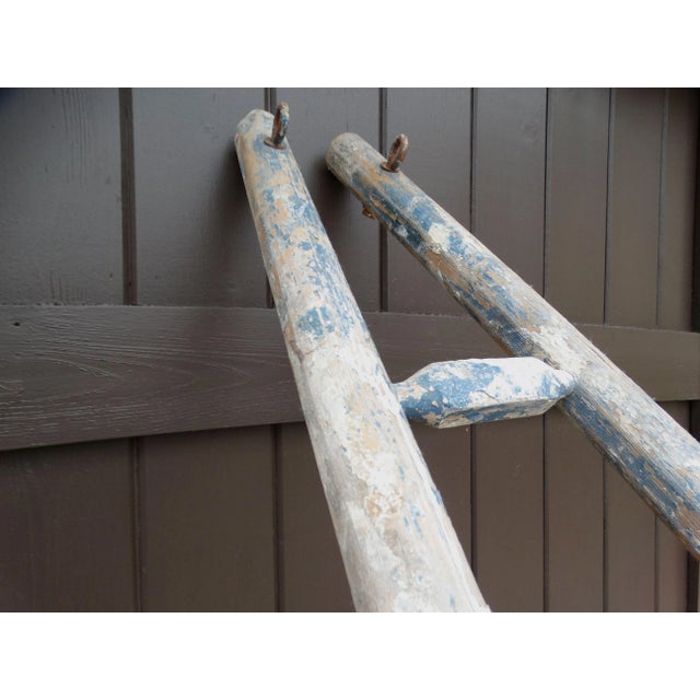 Early 20th-Century French apple picking orchard ladder retaining original hardware and paint. This lovely old A-frame...