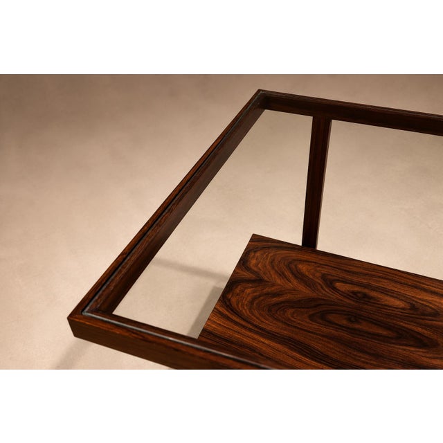 1960s Brazilian Modern Rectangular Side Table in Rosewood & Glass, Branco E Preto, 1950s For Sale - Image 5 of 17