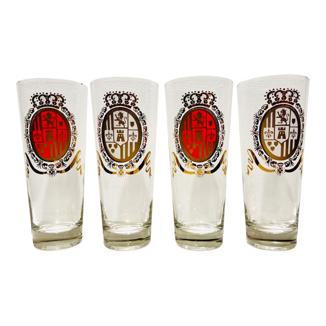 Vintage Set of 4 Federal Glass Baronet Highball Beer Glasses For Sale