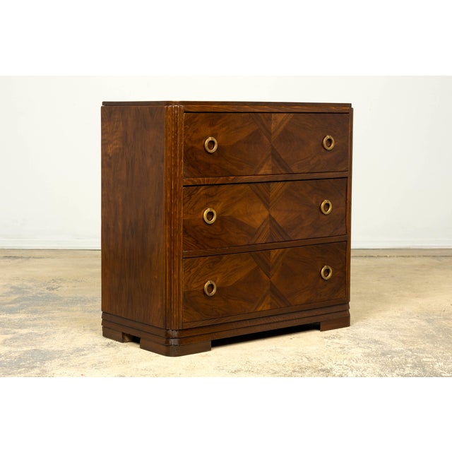 French Art Deco Geometric Walnut Commode by Mercier Frères, Paris, Circa 1930 For Sale - Image 16 of 18