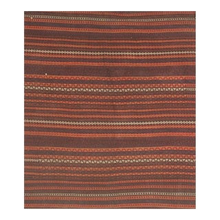 1950s Mid-Century Anatolian Flat-Weave Multi Geometric Turkish Kilim Square Rug For Sale
