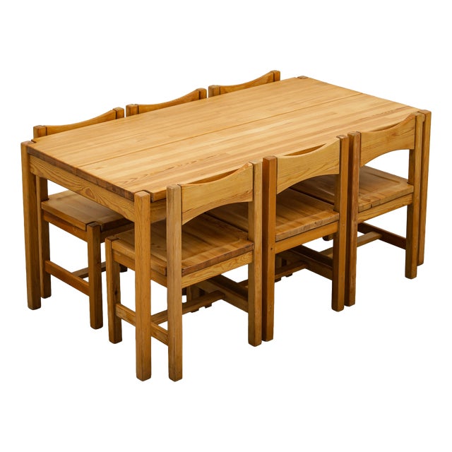 Hongisto Dining Set by Ilmari Tapiovaara for Laukaan Puu, 1970s, Set of 7 For Sale