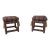 Pair Custom Upholstered Plaid Print Upholstered Square Stools For Sale