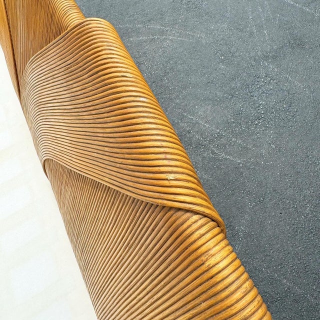 Wood Boho Chic Pencil Reed Ribbon Sofa For Sale - Image 7 of 9