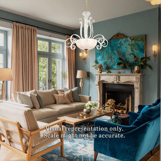 Mid-Century Modern Mid‑Century Italian Martinuzzi-Inspired Pulegoso and Lattimo Murano Chandelier For Sale - Image 3 of 18