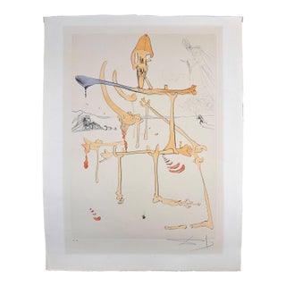 1970s Dali Visions De Quevedo Paysage Avec Squelette Landscape W/ Skeleton H/Sig Num For Sale
