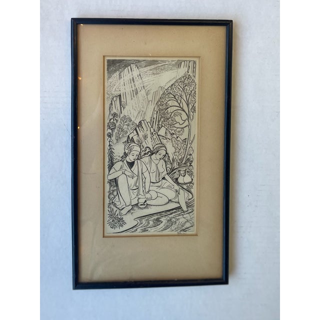 Mid 20th Century Framed Wood Engraving by John Buckland Wright for Rubaiyat of Omar Khayyam For Sale - Image 9 of 9