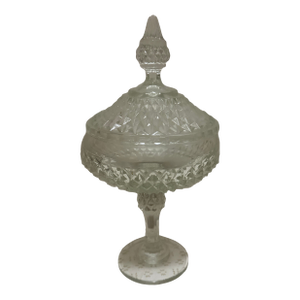 Vintage Indiana Glass Diamond Point Footed Candy Dish