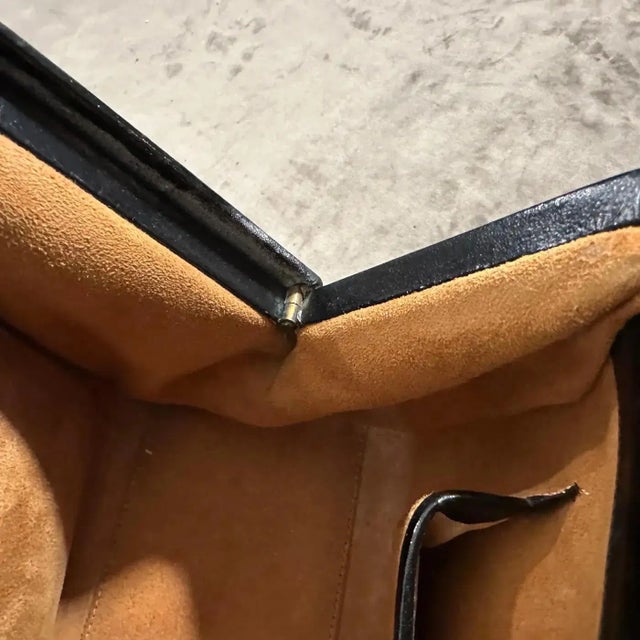 1960s Green and Brown Suede and Black Leather Italian Top Handle Bag For Sale - Image 6 of 13