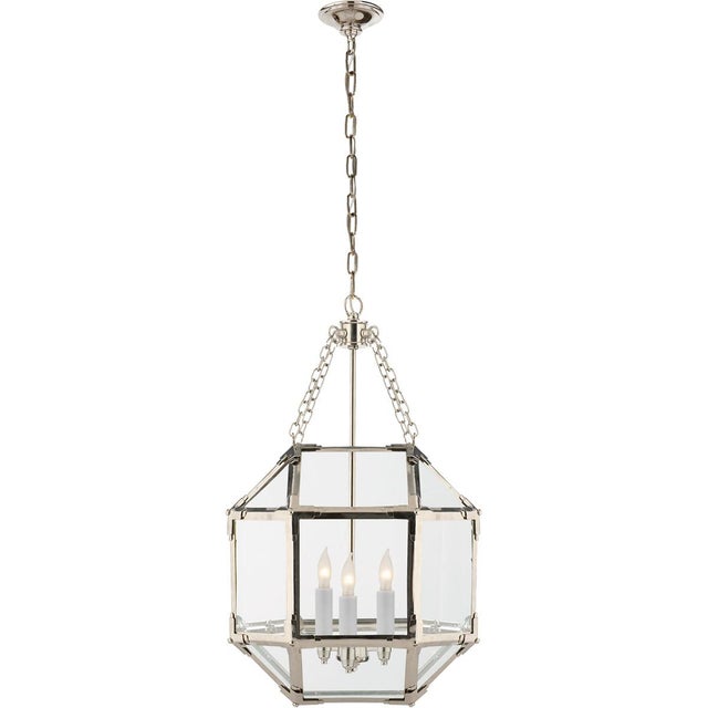 Transitional Suzanne Kasler for Visual Comfort Signature Morris Small Lantern in Polished Nickel with Clear Glass For Sale - Image 3 of 3