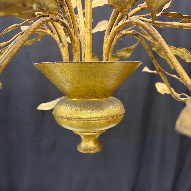 Antique French Chandelier With Gold Leaves and Branches in Old Gilding For Sale - Image 9 of 14