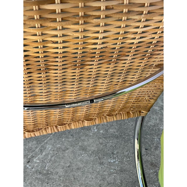 Wood Vintage Mies Van Der Rohe for Knoll Cantilevered Chrome and Rattan Mr Chair For Sale - Image 7 of 18