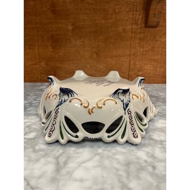 Coimbra Ceramic - Hand Painted Portuguese Fruit Basket 3 For Sale - Image 11 of 14