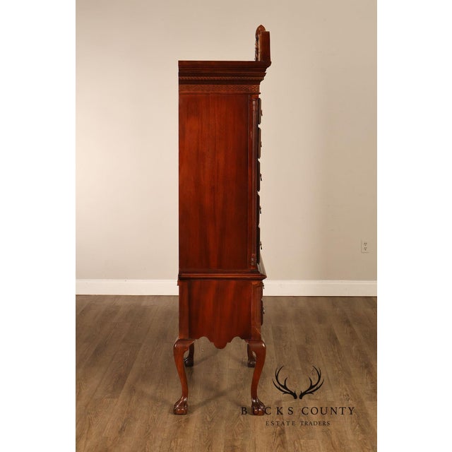American Drew Traditional Chippendale Style Mahogany Highboy Chest on Chest Tall Dresser For Sale - Image 10 of 18