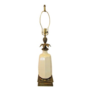 Lenox Mid-Century White Porcelain and Brass Table Lamp For Sale